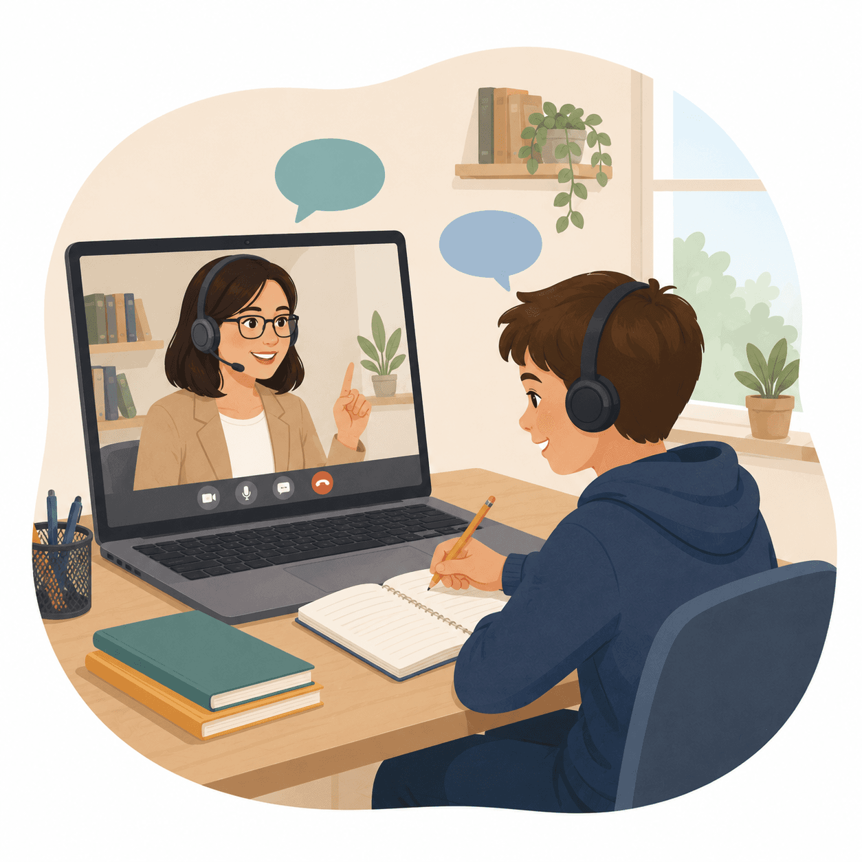 Online tutor and student